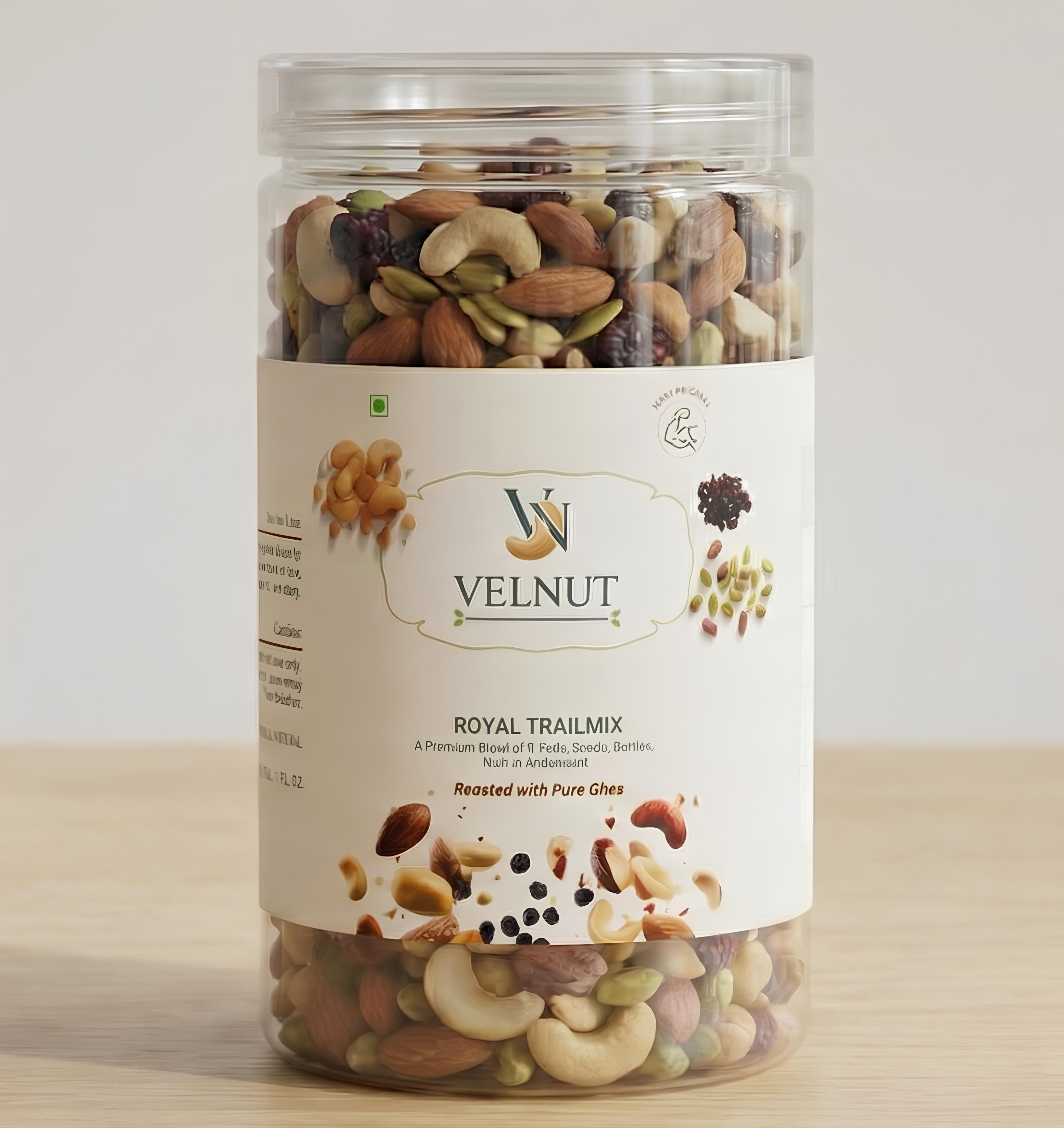 VELNUT Ghee Roasted Mixed Nuts & Seeds | Almond Cashew Pista with Berries | Healthy Protein Snack | Immunity & Energy Booster | No Added Preservatives
